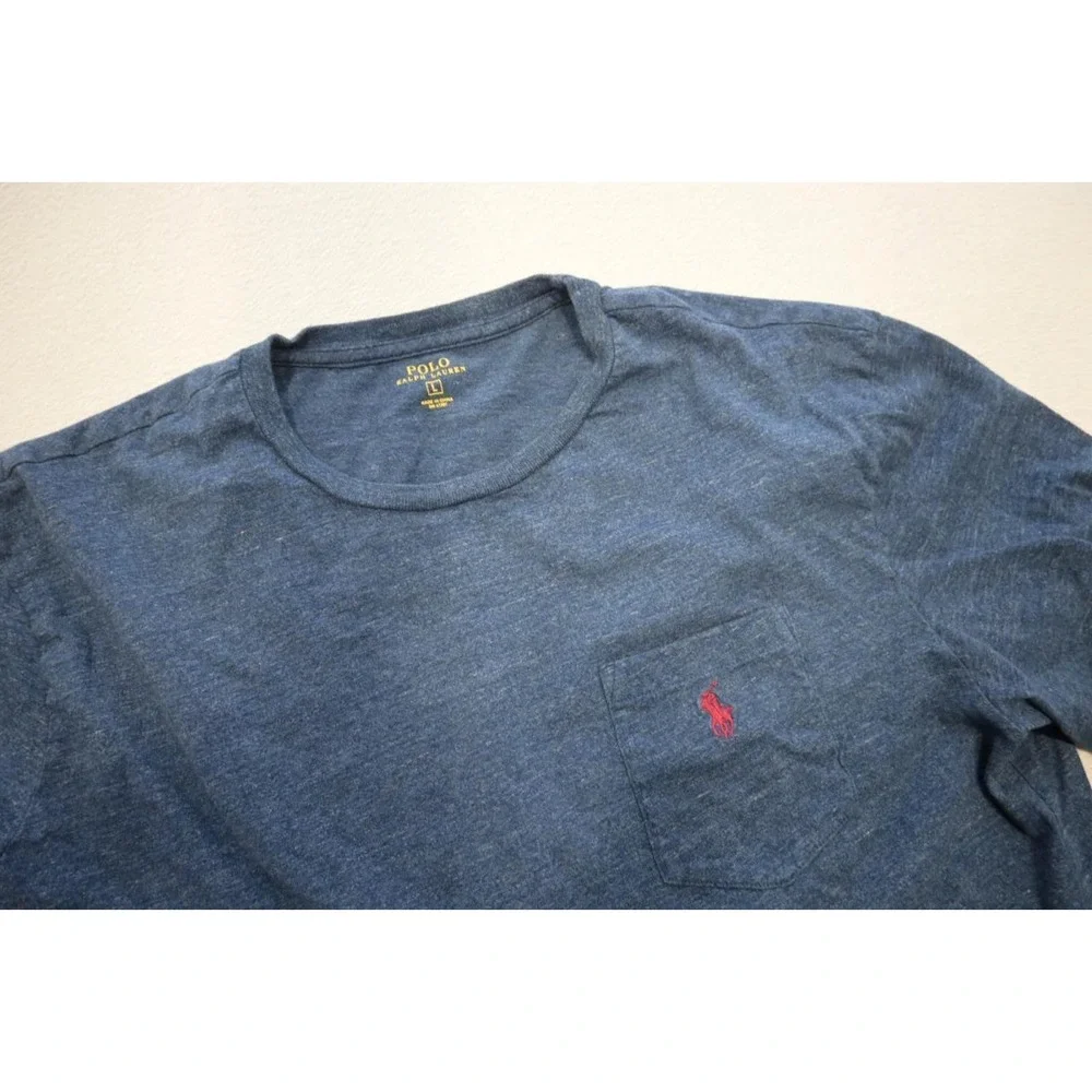 Polo Ralph Lauren Tee Shirt Classic Fit Marled Dark Blue Mens Sz‎ Large